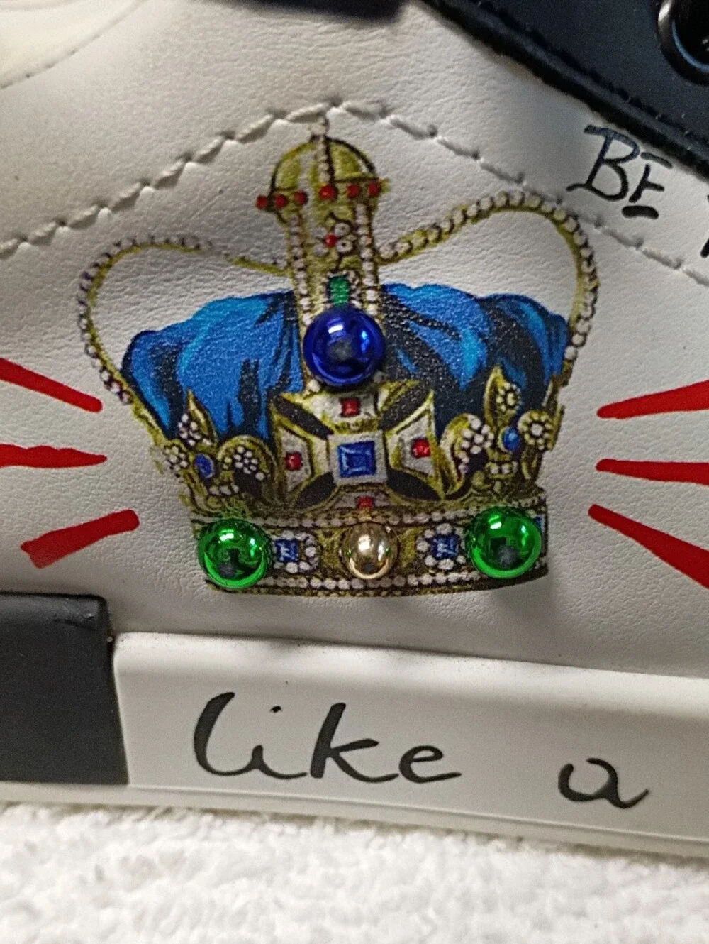 Dolce & Gabbana Kids White Sneakers with Black & Gold Accents